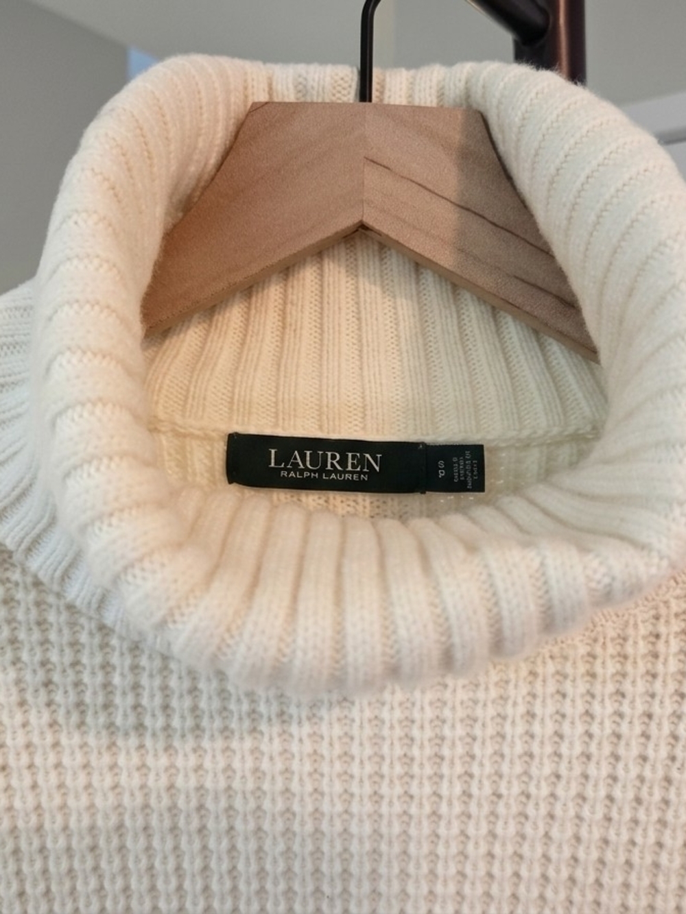 Ralph Lauren Ivory Ribbed Turtleneck Sweater
